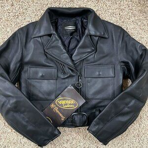 Harley-Davidson Vanson Made in USA Women’s Cropped Slim Leather Jacket, Size M